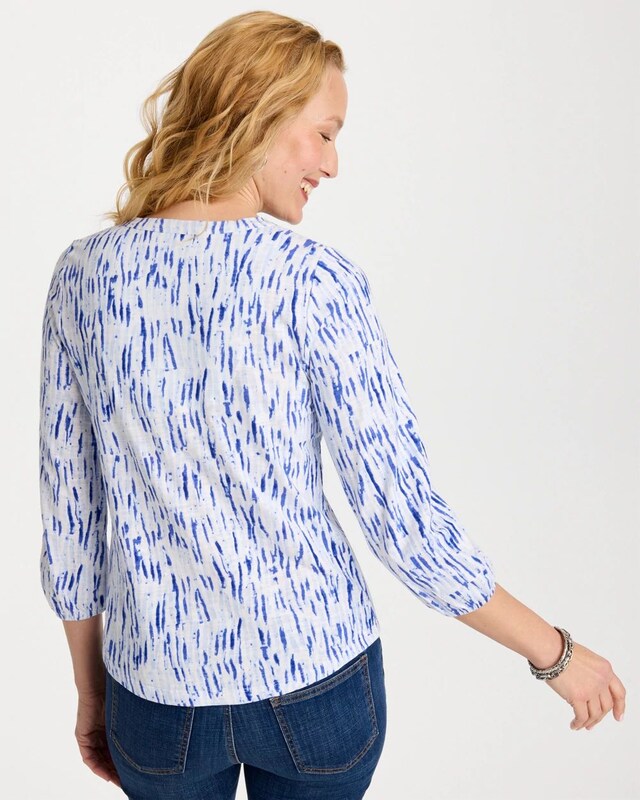 Printed Puff Sleeve Slub Henley - image 3